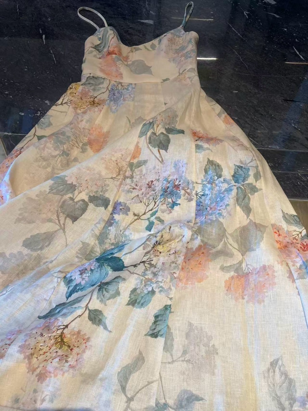 Zimmermann Floral Cream Midi Slip Dress with Spaghetti Straps size 0 - Picture 5 of 11